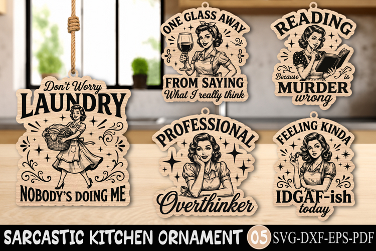 Sarcastic Retro Housewife Cut File, Funny Wine Ornament SVG
