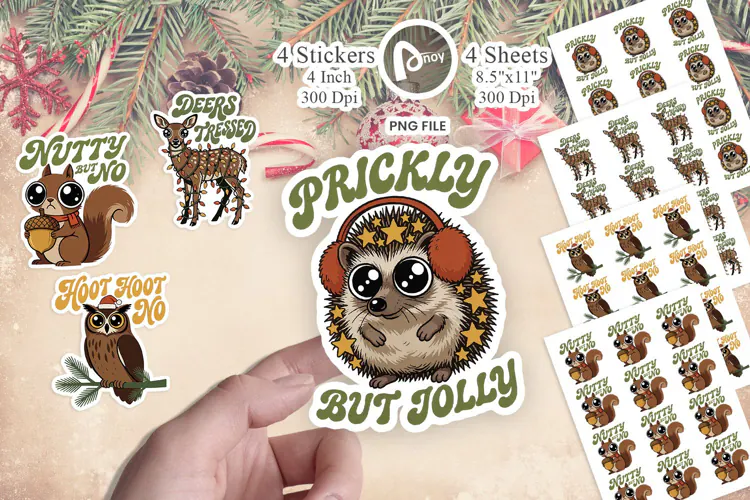 Retro Woodland Christmas Sticker