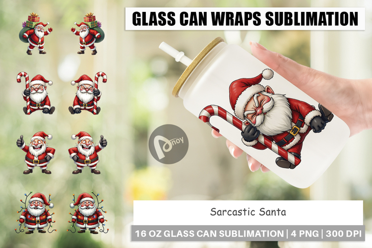 Sarcastic Santa Glass Can