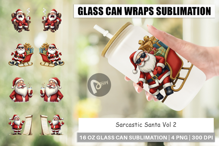 Sarcastic Santa Glass Can