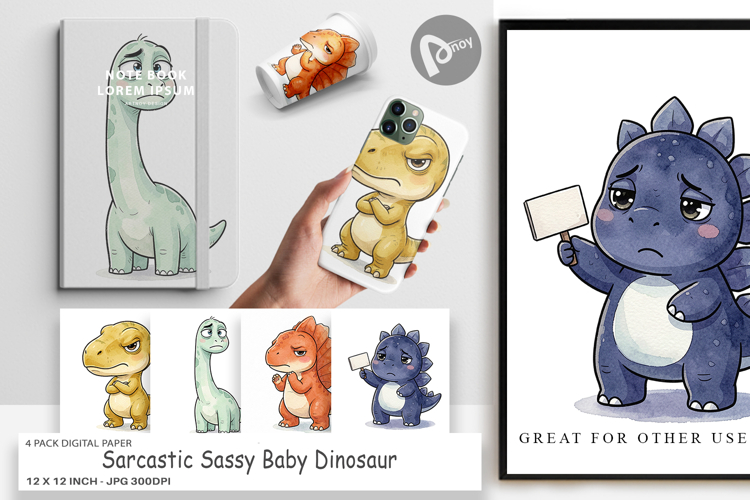 Sassy Baby Dinosaur Digital Paper