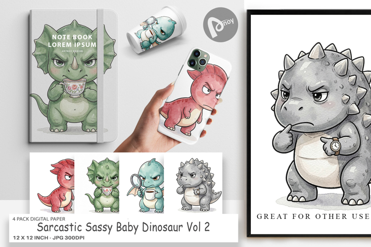 Sassy Baby Dinosaur Digital Paper