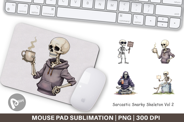 Mouse Pad Snarky Skeleton