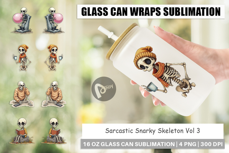 Glass Can Snarky Skeleton