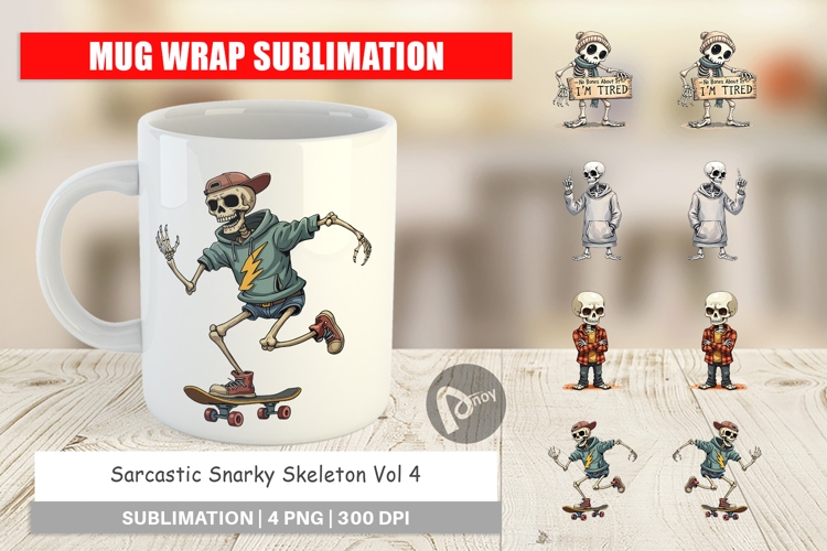 Mug Wrap Snarky Skeleton