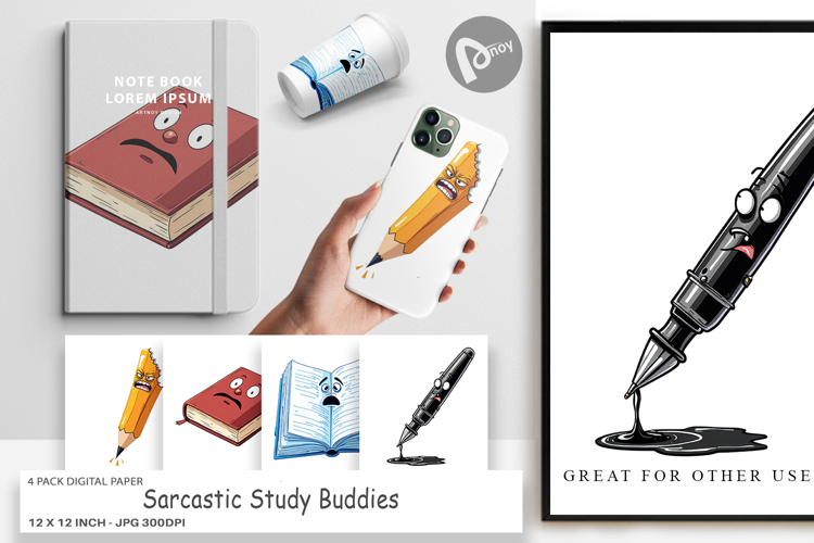 Digital Paper Sarcastic Study Buddies