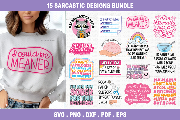 Sarcastic Quotes SVG PNG Bundle, funny sayings, Sassy Snarky