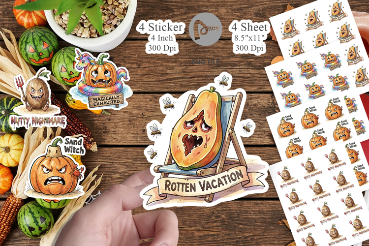Tropical Fruit Pumpkin Sticker example image 1