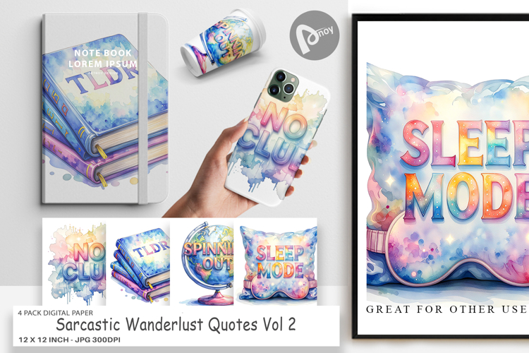 Sarcastic Wanderlust Quotes Digital Paper