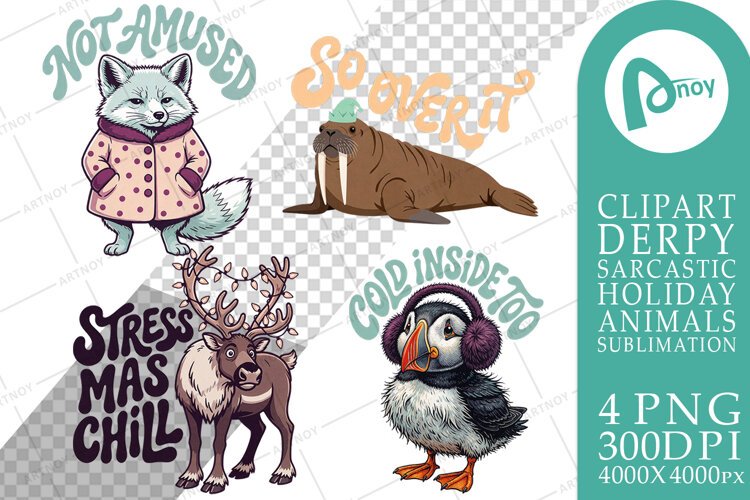 Sarcastic Arctic Animals Sublimation example image 1