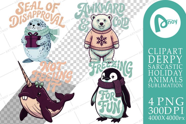 Sarcastic Arctic Animals Sublimation example image 1