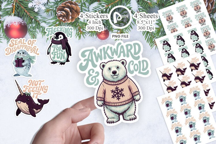 Sarcastic Arctic Animals Sticker example image 1