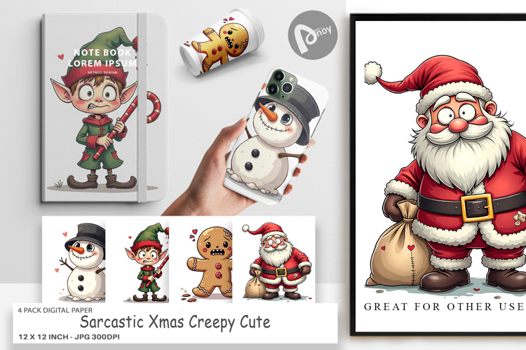 Sarcastic Creepy Xmas Digital Paper