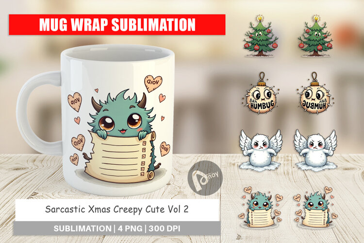 Sarcastic Creepy Xmas Mug Wrap example image 1