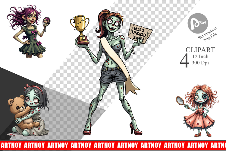 Sarcastic Zombie Girls Clipart