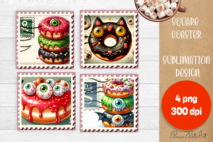 Sweet sarcastik Halloween Cake Coaster Design, Stamps