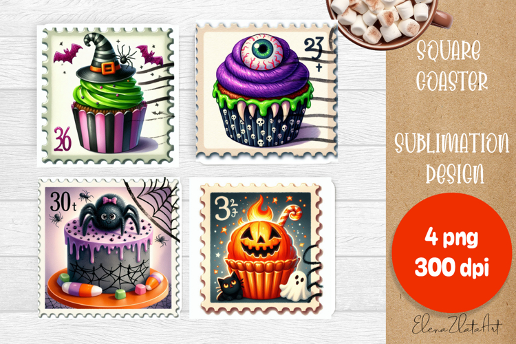 Sweet sarcastik Halloween Cake Coaster Design, Stamps