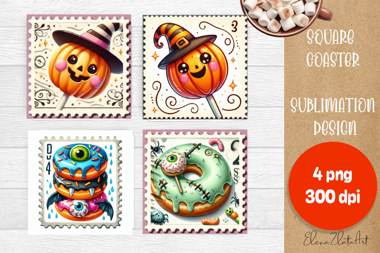 Sweet sarcastik Halloween Cake Coaster Design, Stamps