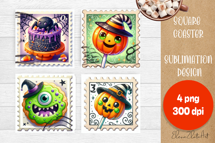 Sweet sarcastik Halloween Cake Coaster Design, Stamps