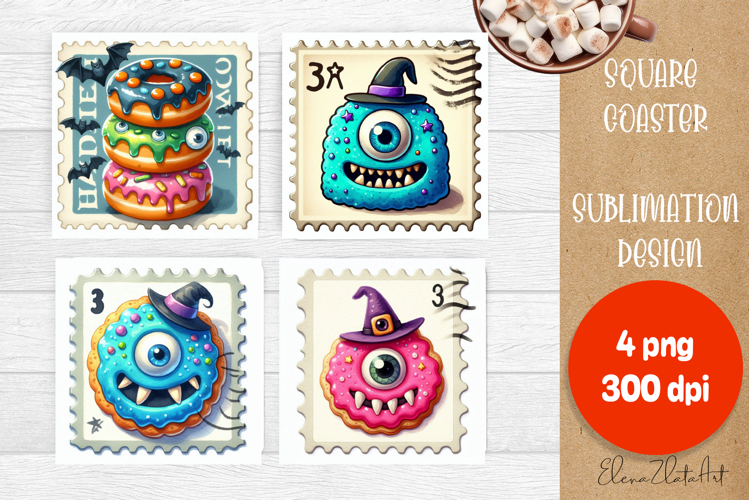 Sweet sarcastik Halloween Cake Coaster Design, Stamps