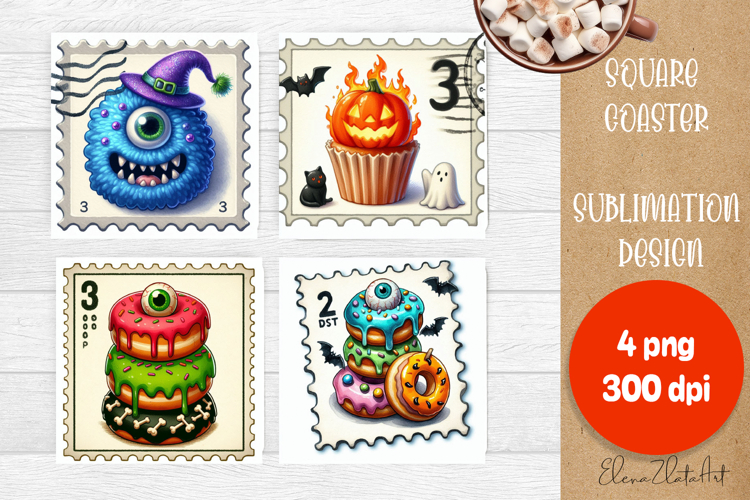 Sweet sarcastik Halloween Cake Coaster Design, Stamps