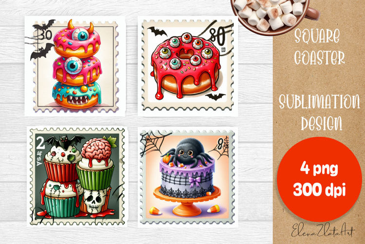 Sweet sarcastik Halloween Cake Coaster Design, Stamps