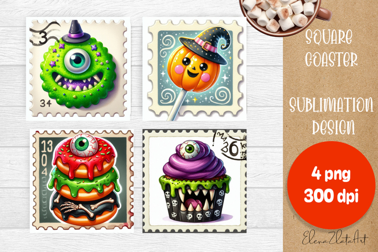 Sweet sarcastik Halloween Cake Coaster Design, Stamps