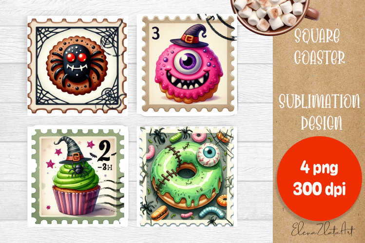 Sweet sarcastik Halloween Cake Coaster Design, Stamps