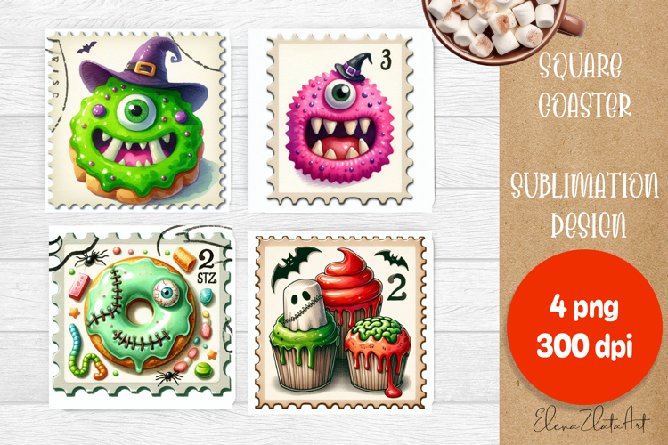Sweet sarcastik Halloween Cake Coaster Design, Stamps