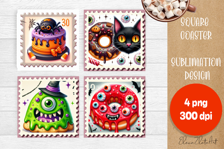 Sweet sarcastik Halloween Cake Coaster Design, Stamps