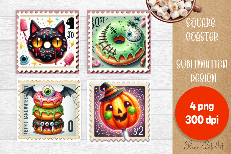 Sweet sarcastik Halloween Cake Coaster Design, Stamps