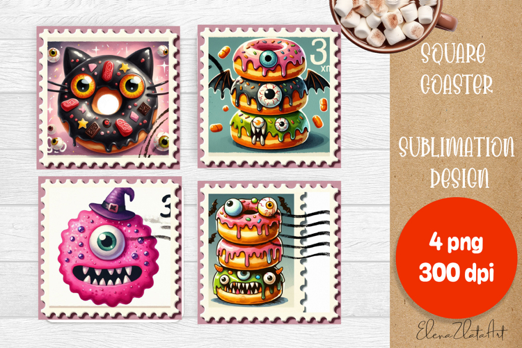 Sweet sarcastik Halloween Cake Coaster Design, Stamps