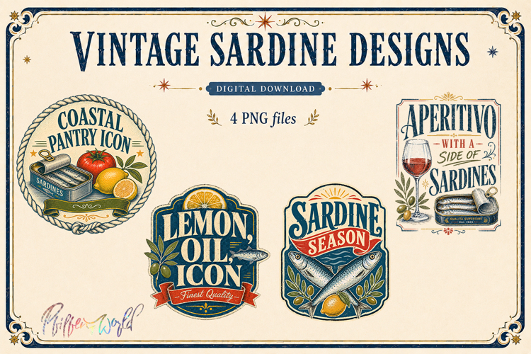 Vintage Sardine Designs | Seafood Labels & Quotes