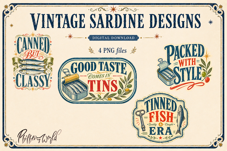 Vintage Sardine Designs | Sardine Tin & Aperitivo PNGs