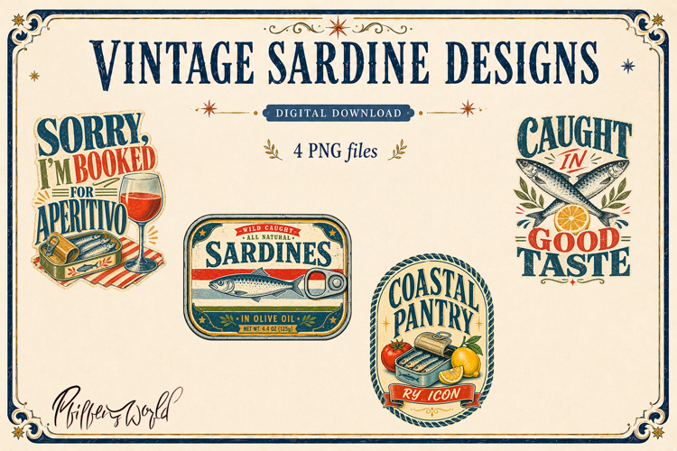 Vintage Sardine Designs | Mediterranean Kitchen Clipart