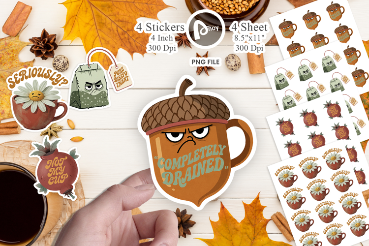Autumn Botanical Tea Party Sticker
