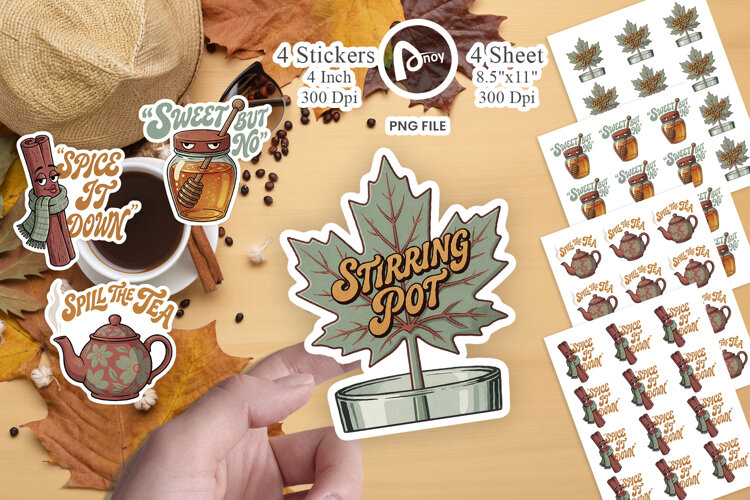 Autumn Botanical Tea Party Sticker example image 1