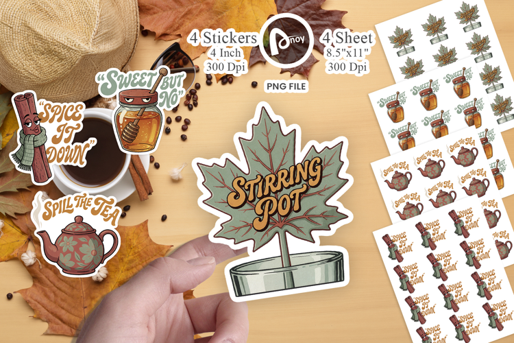 Autumn Botanical Tea Party Sticker