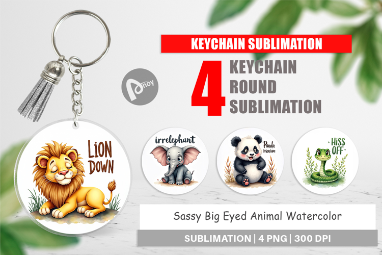 Sassy Big-Eyed Animal Puns Keychain