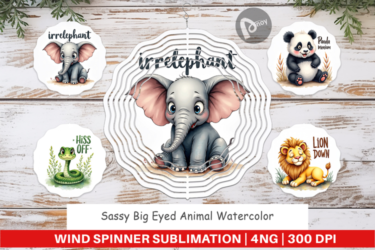 Sassy Big-Eyed Animal Puns Wind Spinner