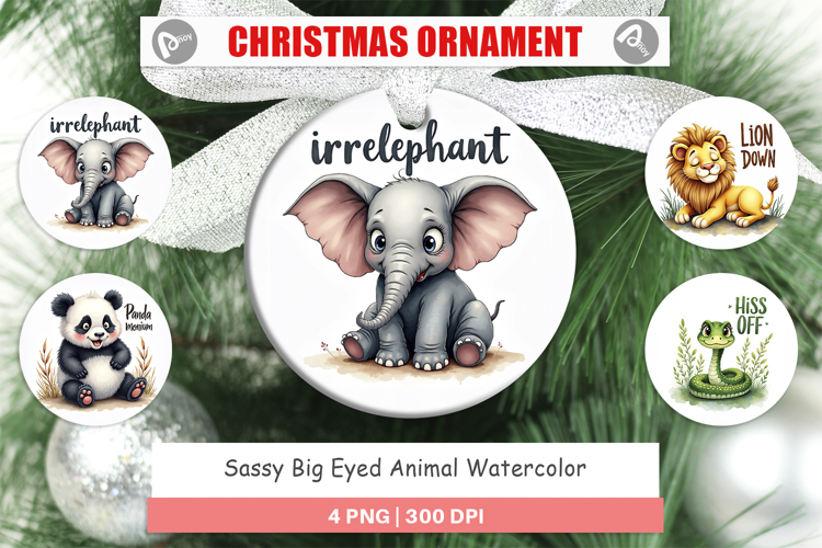 Sassy Big-Eyed Animal Puns Ornament