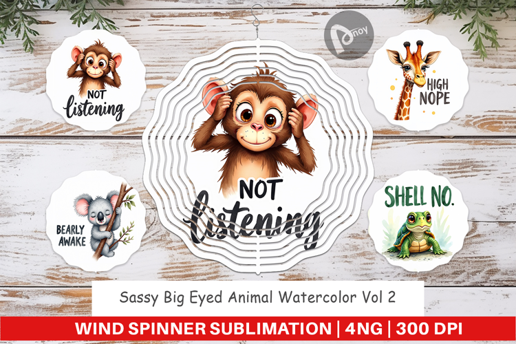 Sassy Big-Eyed Animal Puns Wind Spinner