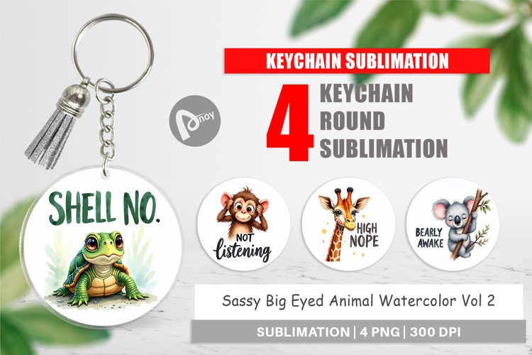Sassy Big-Eyed Animal Puns Keychain