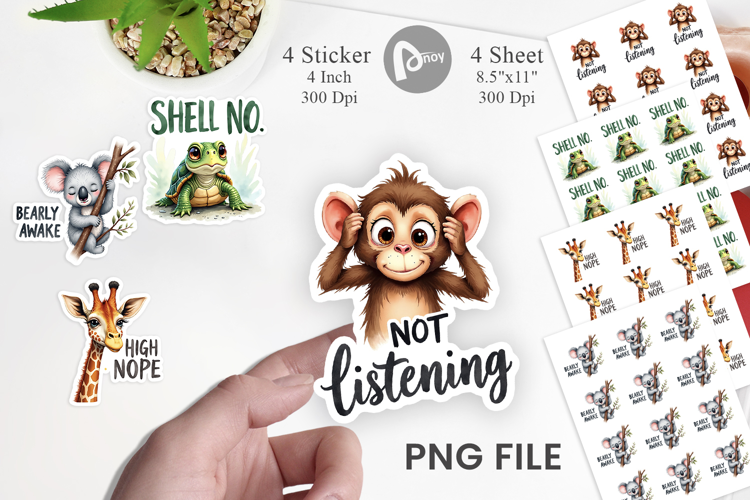 Sassy Big-Eyed Animal Puns Sticker