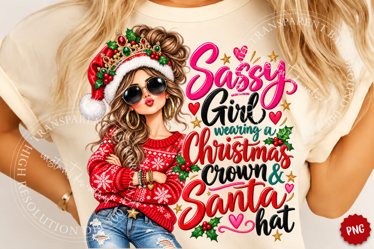 Sassy Christmas Girl Sublimation PNG