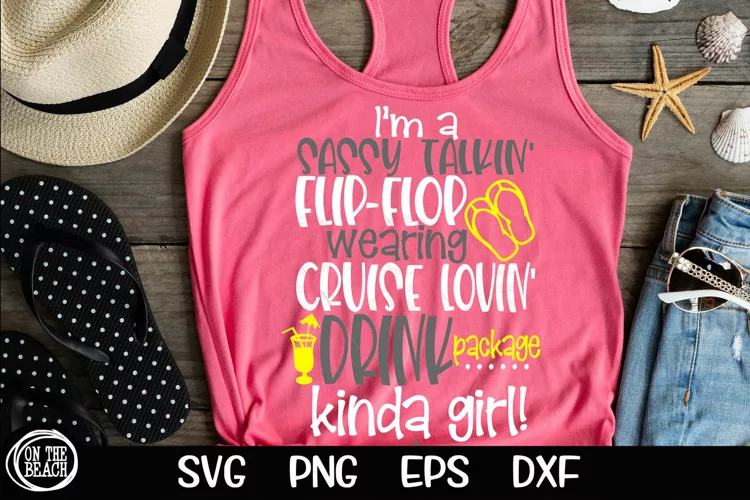 Sassy Flip Flop Cruise Drink Package SVG PNG EPS DXF