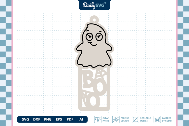Cute Ghost Bookmark SVG Halloween Spooky Cut File