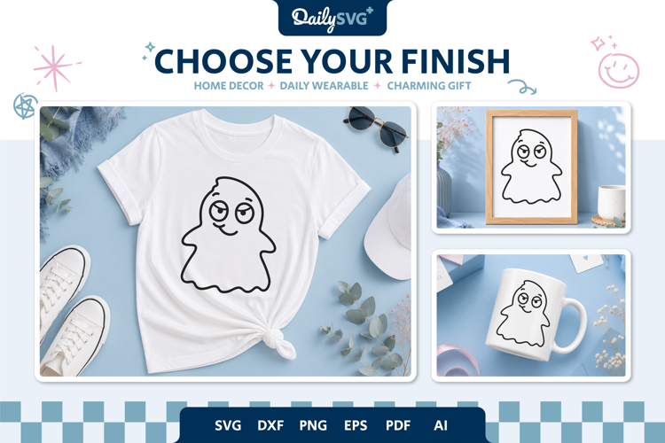 Sassy Cute Ghost SVG Halloween Kawaii Spooky Cut File