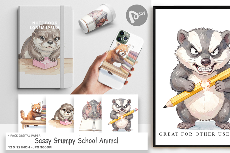 Sassy Grumpy Animal Digital Paper