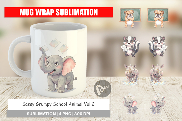 Sassy Grumpy School Animal Mug Wrap